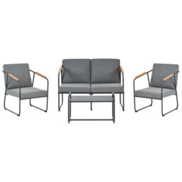 Beliani Garden Lounge Set With Table 4 Seater Vezzana Metal Grey - thumbnail 1