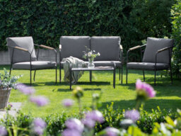 Beliani Garden Lounge Set With Table 4 Seater Vezzana Metal Grey - thumbnail 2
