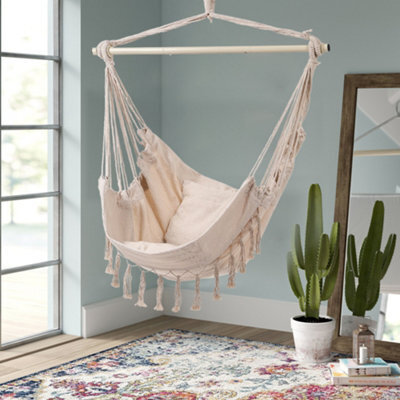 Thehotsale Beige Garden Hanging Canvas Hammock Swing Chair With Cozy Seat & Back Cushion Outdoor/indoor - image 1