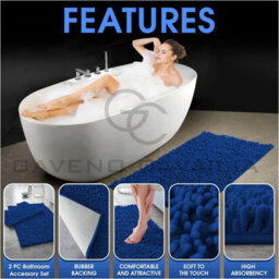 Gc Gaveno Cavailia Infinity Loop 2 Piece Bath Mat Set Royal Blue Super Absorbent Non Slip Shower Mat - thumbnail 2