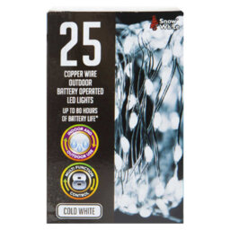 Outdoor Copper Wire Lights (25)- Cold White- Christmas Lights - thumbnail 1