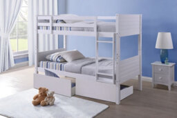 Amani Bedford White Bunk Bed, Converts To 2 Single Beds, Solid Pine With Ladder, Kids Bunk Bed