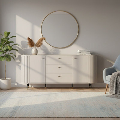 Sideboard 191Cm Wide Cabinet Storage Unit Soft Close Metal Legs Cashmere - image 1