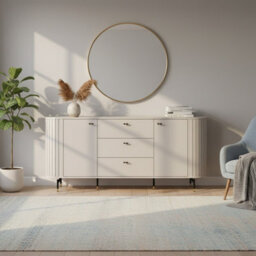 Sideboard 191Cm Wide Cabinet Storage Unit Soft Close Metal Legs Cashmere - thumbnail 1
