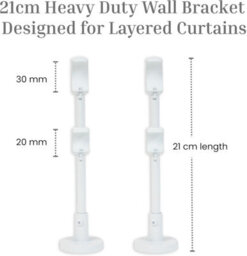 Lister Cartwright Double Curtain Fixed Pole Set With White Ball Finials - 19mm And 28mm Metal Poles(120 Cm) - thumbnail 2