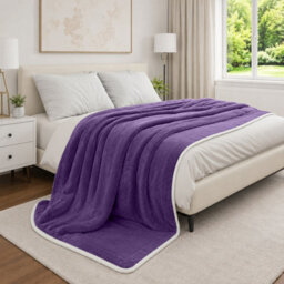 Moonlight Bedding Sherpa Fleece Throw Blanket Purple Single Soft Thick & Fluffy Reversible Throw For Sofa, Bed & Travel Blanket - thumbnail 7