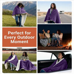 Moonlight Bedding Sherpa Fleece Throw Blanket Purple Single Soft Thick & Fluffy Reversible Throw For Sofa, Bed & Travel Blanket - thumbnail 5