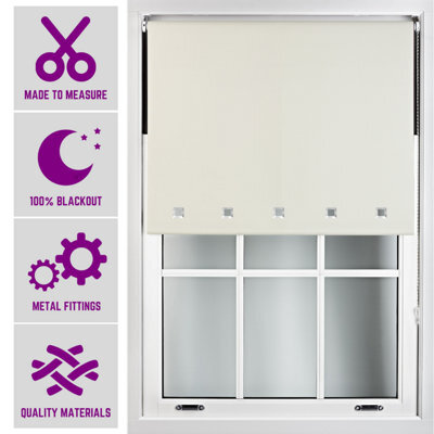 Furnished Made To Measure Blackout Roller Blinds With Square Eyelets And Metal Fittings - Cream (W)90Cm (L)210Cm