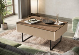 Arte Chic Sand Beige & Oak Lago 7 Coffee Table W1000mm H500mm D680mm - Modern Design, Discreet Storage - thumbnail 4