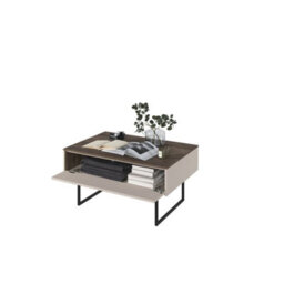 Arte Chic Sand Beige & Oak Lago 7 Coffee Table W1000mm H500mm D680mm - Modern Design, Discreet Storage - thumbnail 3