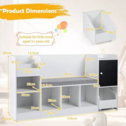 Bookcase With Reading Nook Blackboard Toy Storage Bench - thumbnail 2