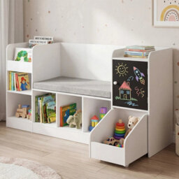 Bookcase With Reading Nook Blackboard Toy Storage Bench - thumbnail 1