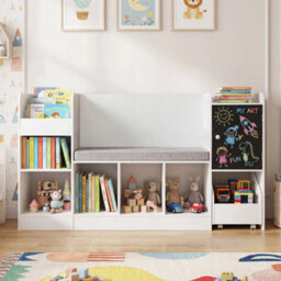 Bookcase With Reading Nook Blackboard Toy Storage Bench - thumbnail 3
