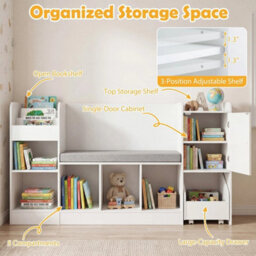 Bookcase With Reading Nook Blackboard Toy Storage Bench - thumbnail 6