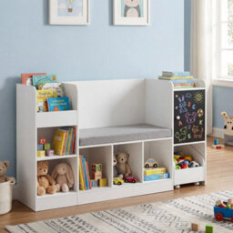 Bookcase With Reading Nook Blackboard Toy Storage Bench - thumbnail 4