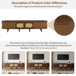 Matteo Walnut & Rattan 180Cm Tv Stand With 4 Doors For Up To 80-Inch Tvs - Modern Lowboard - thumbnail 4