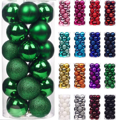 Shatchi 30mm/12Pcs Christmas Baubles Shatterproof Dark Green,tree Decorations - image 1