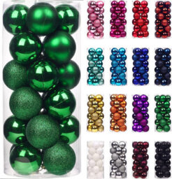 Shatchi 30mm/12Pcs Christmas Baubles Shatterproof Dark Green,tree Decorations - thumbnail 1