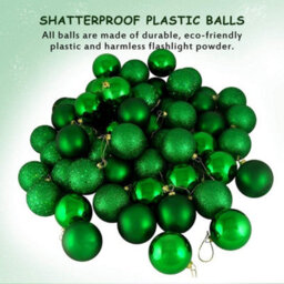 Shatchi 30mm/12Pcs Christmas Baubles Shatterproof Dark Green,tree Decorations - thumbnail 3