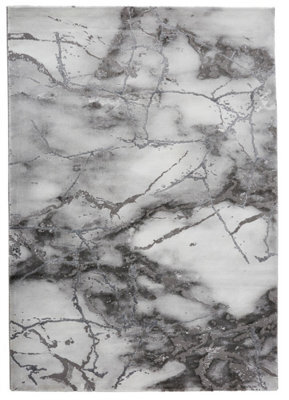 Ivory Silver Abstract Rug, Easy To Clean Modern Rug, Stain-Resistant Rug For Living Room, & Dining Room-120Cm X 170Cm - image 1