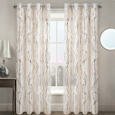 Velosso Swirls Eyelet Voile Panel - Gold - image 1