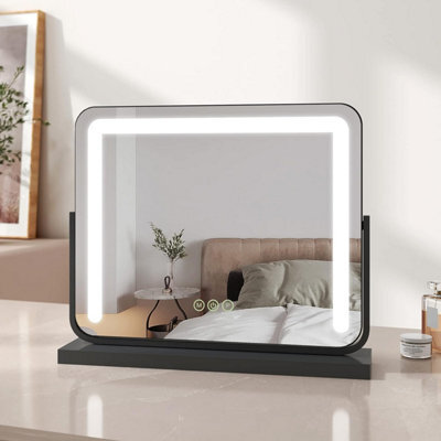 Emke Hollywood Makeup Mirror With Lights, Tabletop Mirror With Dimmable, Touch, 360 Rotation, 50 X 42Cm, Black - image 1