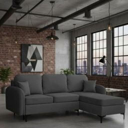 Venice L Corner Sofa Bed With Bonnell Spring Metal Legs Wooden Frame Dl Mechanism Storage 225X172X78X96 Cm Grey Right - thumbnail 1