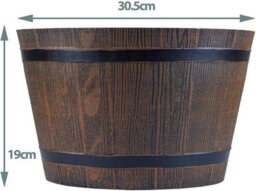 Simpa Homestead Medium 30.5Cm Brown Half Barrel Cask Planters - thumbnail 3
