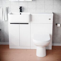 Nes Home Left Hand Black Handles Basin Vanity Unit With Tap, Wc Unit & Toilet - thumbnail 2