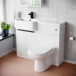 Nes Home Left Hand Black Handles Basin Vanity Unit With Tap, Wc Unit & Toilet - thumbnail 1