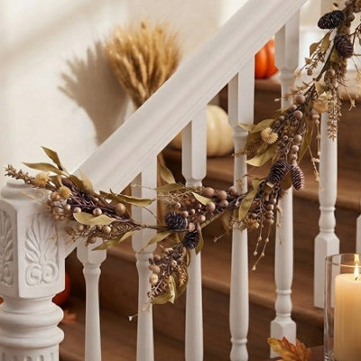 Garden Greatness 6Ft Rustic Autumn Garland With Pinecones - image 1