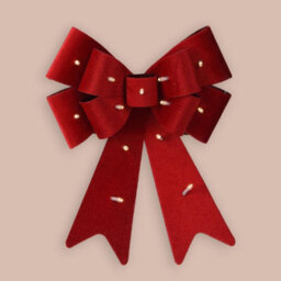 Urbn-Living Urbnliving 30Cm Length Hanging Light Up Red Bow With Battery Led Lights Christmas Decorative - thumbnail 1