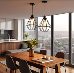 Ledsone 2 Pack Industrial Black Metal Pendant Light With E27 Base Bulb For Kitchen Loft Or Bar - thumbnail 6