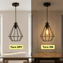Ledsone 2 Pack Industrial Black Metal Pendant Light With E27 Base Bulb For Kitchen Loft Or Bar - thumbnail 9