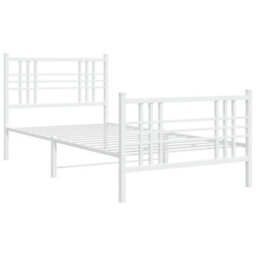 Berkfield Metal Bed Frame Without Mattress With Footboard White 107X203Cm - thumbnail 3