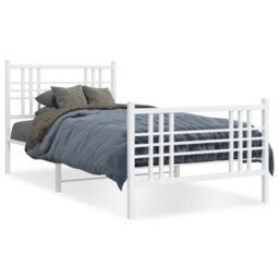 Berkfield Metal Bed Frame Without Mattress With Footboard White 107X203Cm - thumbnail 2