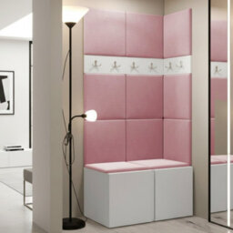 Anteroom Set Orion I White Shoe Cabinet Hangers Pink Panels - thumbnail 1