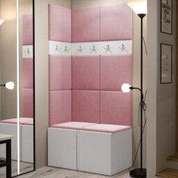 Anteroom Set Orion I White Shoe Cabinet Hangers Pink Panels - thumbnail 2