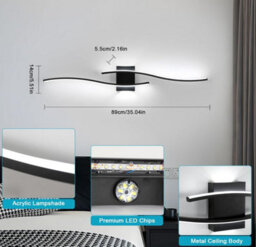Wall Light Led Indoor Modern Black Wall Lamp Indoor 27W 89Cm - thumbnail 2