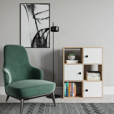 Decorotika Tilton 3-Tier And 3 Cabinets Bookcase Oak & White - image 1