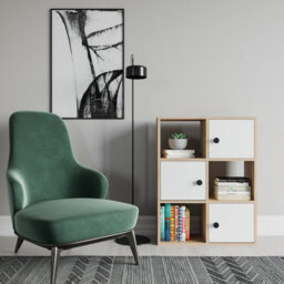 Decorotika Tilton 3-Tier And 3 Cabinets Bookcase Oak & White - thumbnail 1