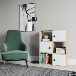 Decorotika Tilton 3-Tier And 3 Cabinets Bookcase Oak & White - thumbnail 2