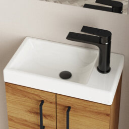 Banyetti Mino 400mm Caramel Oak Wall Hung Cloakroom Vanity - thumbnail 3