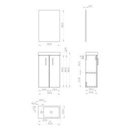 Banyetti Mino 400mm Caramel Oak Wall Hung Cloakroom Vanity - thumbnail 4