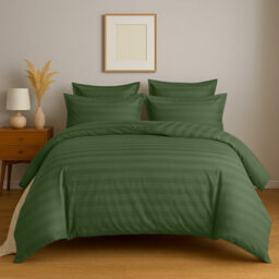 Aspire Homeware Olive Green Duvet Cover Set, Reversible Modern Bedding Set, Super King (L)220Cm X (W)260Cm - thumbnail 1