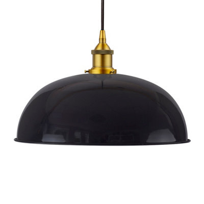 Navy Blue Worcester Painted Dome Pendant Light With Antique Gold Lamp Holder And Black Round Cable - Se Home - image 1