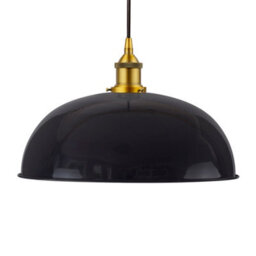 Navy Blue Worcester Painted Dome Pendant Light With Antique Gold Lamp Holder And Black Round Cable - Se Home - thumbnail 1