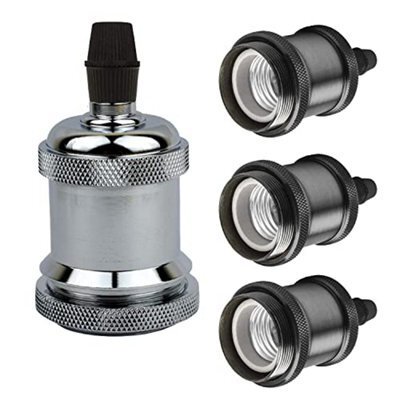 Vintage Industrial E27 Lamp Holder Retro Metal Edison Bulb Socket Ip20, Hard Wired For Diy Pendant Wall Lights - image 1