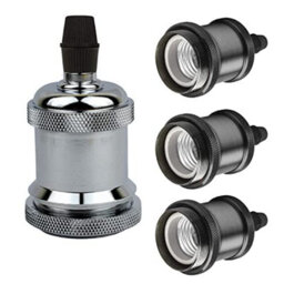 Vintage Industrial E27 Lamp Holder Retro Metal Edison Bulb Socket Ip20, Hard Wired For Diy Pendant Wall Lights - thumbnail 1