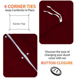 Aspire Homeware Burgundy Duvet Cover Complete Set, Reversible Modern Bedding Set, King (L)220Cm X (W)230Cm - thumbnail 3
